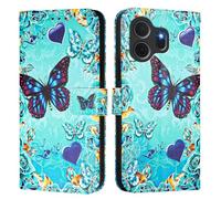 Étui compatible avec TCL Nxtpaper 70 Pro, étui portefeuille en cuir synthétique avec emplacements pour cartes, support pliable, protection magnétique, coque à rabat. Cœur papillon