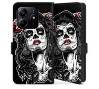 Etui Compatible avec Xiaomi Redmi Note 14 5G Etui Folio Etui magnetique Rock 'n' Roll Día de Los Muertos Tête de Mort