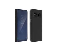 Etui Compatible Clapet Translucide à effet miroir noir Samsung Galaxy S8 - Fonction Stand