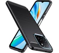 Étui Compatible Honor X6b/X6a/X5b/X5b Plus 5g ¿ Coque Tpu Souple Effet Fibre De Carbone, Antichoc, Anti¿Rayures Et Antidérapante Avec Bords Surélevés Pour Protection Caméra ¿ Noir