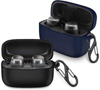 Étui compatible JBL Live 300TWS (2 mousquetons) - Silicone liquide ultrafin antichoc, housse de protection pour écouteurs Bluetooth, noir et bleu