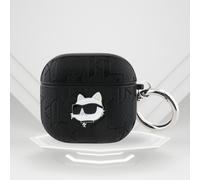 Étui Coque Airpods 4 Karl Lagerfeld Plastique Noir Logo Métal Chat