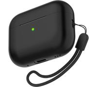 Étui Coque AirPods Pro 2, Apple Pro 2nd Generation Slim Silicone Case Cover, Front LED sichtbar, Skin Full Protective Case mit AirPods Pro 2 2022 Charging Case with Lanyard - Noir