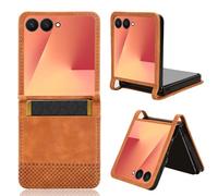 Etui Coque Compatible avec Samsung Galaxy Z Flip 7,Protection Housse en Cuir PU Compatible avec Samsung Galaxy Z Flip7 SM-F766B/DS SM-F766U Coque Brown