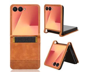 Etui Coque Compatible avec Samsung Galaxy Z Flip 7,Protection Housse en Cuir PU Compatible avec Samsung Galaxy Z Flip7 SM-F766B/DS SM-F766U Coque Brown