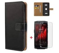 Etui Coque Crosscall Core M5 - Noir en PU Cuir avec protection antichoc Support fonction Verre trempé (1 Pack)