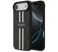 Étui Coque IPHONE 17 Air Guess Magsafe Similicuir Gris Logo Rayures
