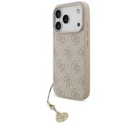 Étui Coque IPHONE 17 Pro Guess Magsafe Simili Cuir Rose Avec Chaîne Or