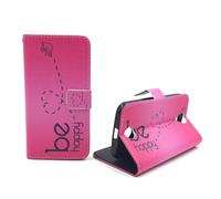 Etui Coque pour Apple IPHONE 5 Be Happy Rose Étui Housse Cuir Simili Neuf