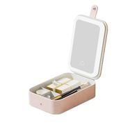 Étui cosmétique avec miroir, boîte de rangement cosmétique | Grande taille avec Light Portable Cosmetic Box Crocodile Skin Texture pour bureau, rose, riferimento alla descrizione, Se référer à la