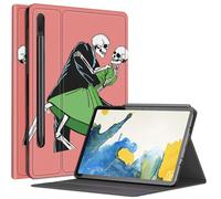 Étui couple crâne danse pour Samsung Galaxy Tab S8 Plus/Tab S7 FE 12,4" 2021 / Galaxy Tab S7 Plus 2020, plusieurs angles de vue avec porte-stylo S et mise en veille/réveil automatique