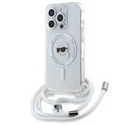 Étui Karl Lagerfeld pour iPhone 16 Pro 6.3 étui rigide transparent Crossbody IML Karl Head Magsafe