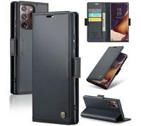 Étui Cuir Rfid Antivol Pour Samsung Galaxy Note 20 Ultra - Caseme 023 Avec Boucle Papillon Et Texture Litchi, Noir