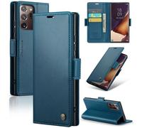 Étui Cuir Rfid Antivol Pour Samsung Galaxy Note 20 Ultra - Caseme 023 Avec Boucle Papillon Et Texture Litchi, Bleu