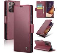 Étui Cuir Rfid Antivol Pour Samsung Galaxy Note 20 Ultra - Caseme 023 Avec Boucle Papillon Et Texture Litchi, Vin Rouge