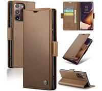 Étui Cuir Rfid Antivol Pour Samsung Galaxy Note 20 Ultra - Caseme 023 Avec Boucle Papillon Et Texture Litchi, Brun