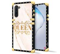 Etui daizag compatible avec Samsung Galaxy Note 10 B Queen Square Case Luxury Elegant Women Girls Metal Decoration Corner Classic Retro Soft TPU