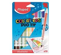 Maped Feutres de coloriage Color'Peps double pointes 2mm/3,9mm encre lavable – Pochette 10