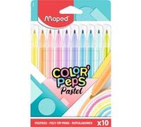Maped - Feutres de Couleur Color'Peps - Feutres de Coloriages et Dessins Pastel - 10 Couleurs Douces et Acidulées - Boîte carton 845469