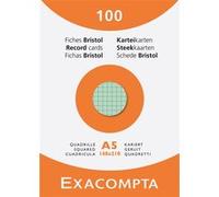 Exacompta - Réf. 13378E - Étui de 100 fiches bristol quadrillées 5x5 non perforées - format 148 x 210 mm - compatibles avec imprimante jet d'encre, laser et photocopieur - couleurs assorties