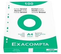 Exacompta – Étui de 100 fiches bristol Réf.13666E 210 x 297 mm perforées grand côté Blanc