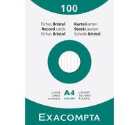 Exacompta Étui de 100 fiches bristol ligné non perforé 210 x 297 mm Blanc