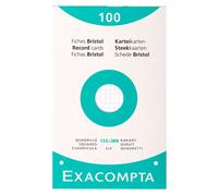 Bristol 125x200mm 205g quadrillé perforé - Etui de 100 fiches - Blanc