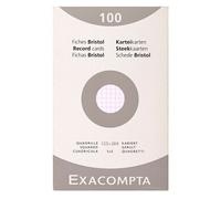 Exacompta - Réf. 13203E - Étui de 100 fiches bristol quadrillées 5x5 non perforées - format 125 x 200 mm - compatibles avec imprimante jet d'encre, laser et photocopieur - couleur blanc