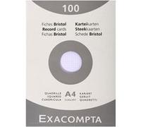 Exacompta Étui de 100 fiches bristol 210 x 297 mm quadrillées 5x5 non perforées blanches
