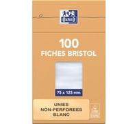 OXFORD Bloc de 100 Fiches Bristol 7,5x12,5cm Uni Blanches Etui Cartonné