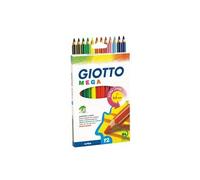 Etui de 12 crayons de couleur hexagonaux Giotto Mega mine Ø 5.5mm longeur 18cm