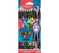 Maped Crayons de couleur Color’Peps Monster – couleurs vives, mine résistante – Pochette 12 pièces