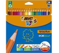 BIC Kids Ecriture Evolution ECOlutions Crayons de Couleur Eco-responsables - Couleurs Assorties, Etui Carton de 24