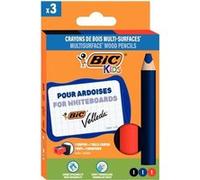 Étui de 3 crayons BIC multi-surfaces assortis + taille-crayons + chiffonnette - assortis G