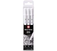 Sakura Stylo encre gel Gelly Roll Basic Blanc – Encre gel pigmentée 0,3/0,4/0,5 mm – Set de 3