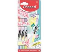 Maped Surligneurs Fluo Duo x3 – 2 couleurs en 1 – Pastels assortis – Blister recyclable
