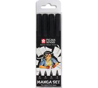 Sakura Feutres Pigma Sensei - Set de 4 noir, pointes 0,3 à 1 mm - Professionnel
