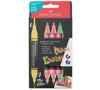 Etui de 4 Marqueurs acryliques - Couleurs Néon - Multi-supports - Double pointes - Faber-castell - Black Edition - Shake & Paint