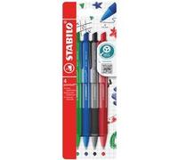 Etui de 4 stylos à bille rétractables Stabilo Pointball 0.5 mm Multicolore