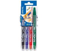 Pilot – Étui chevalet 4 rollers FriXion Ball 0,7 mm pointe moyenne – Assortis noir/bleu/rouge/vert