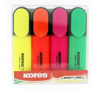 Kores Surligneurs Bright Liner – Pointe biseautée – Étui de 4