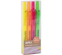 APLI Surligneur 18932 - Lot de 4 - Pointe biseautée - Couleurs fluo vives