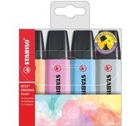 STABILO BOSS ORIGINAL Pastel- Surligneur - Pochette x 4 surligneurs pastel - abricot, bleu, mauve, gris