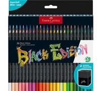 Faber-Castell 116450 Black Edition Boîte de 50 Crayons de Couleur Vibrants, Résistants à la Rupture et Prise en Main Ergonomique, Crayon de Couleurs Colorier sur Papier Clair et Foncé