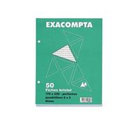 Exacompta Étui de 50 fiches perforées Bristol 5x5 17 x 22 cm blanc