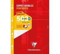 Clairefontaine Étui de 500 copies doubles A4 perforées Grands carreaux Rouge E