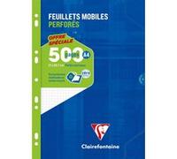 Clairefontaine 11792C Un Étui de Feuillets Mobiles Perforés - A4 21x29,7 cm - 500 Pages Petits Carreaux - Papier Blanc 90 g - Étui Réutilisable
