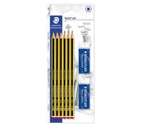 Etui de 6 crayons graphite Noris HB et 2 gommes Mars Plastic Staedtler
