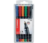 Etui De 6 Feutres Permanents Assortis P.Ohpen Fin Universel 0.7mm. Stabilo