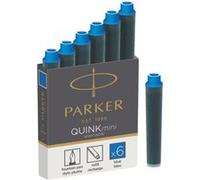 Parker cartouches d'encre pour stylo plume | courtes | encre bleue QUINK | lot de 6
